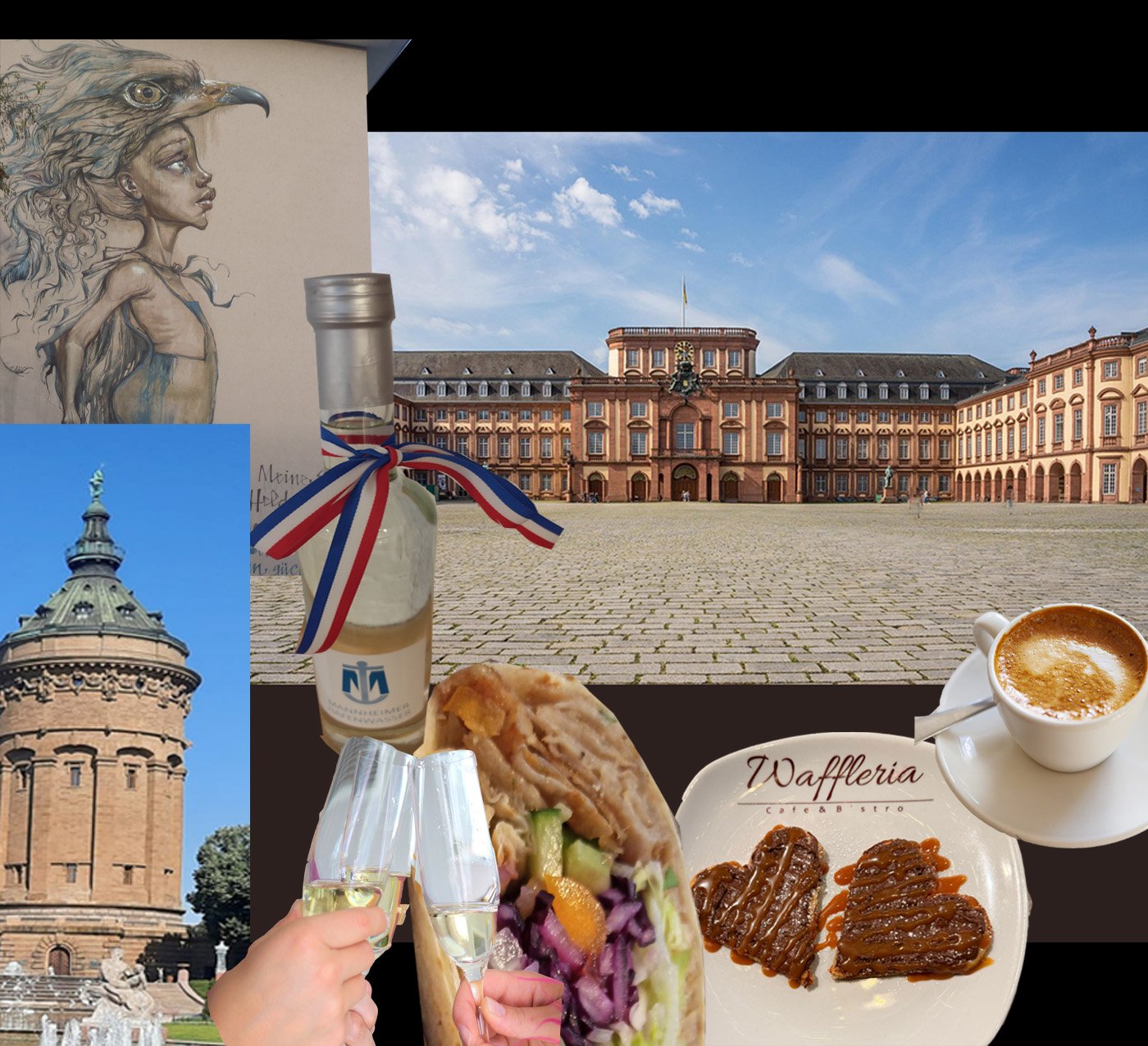 Private Highlight-Stadtführung Mannheim: Sekt, Snack, Schloss und StreetArt!